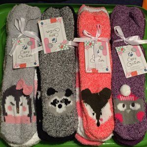 2x NWT 3-packs Cozy Critters Cozy Socks Animal Faces